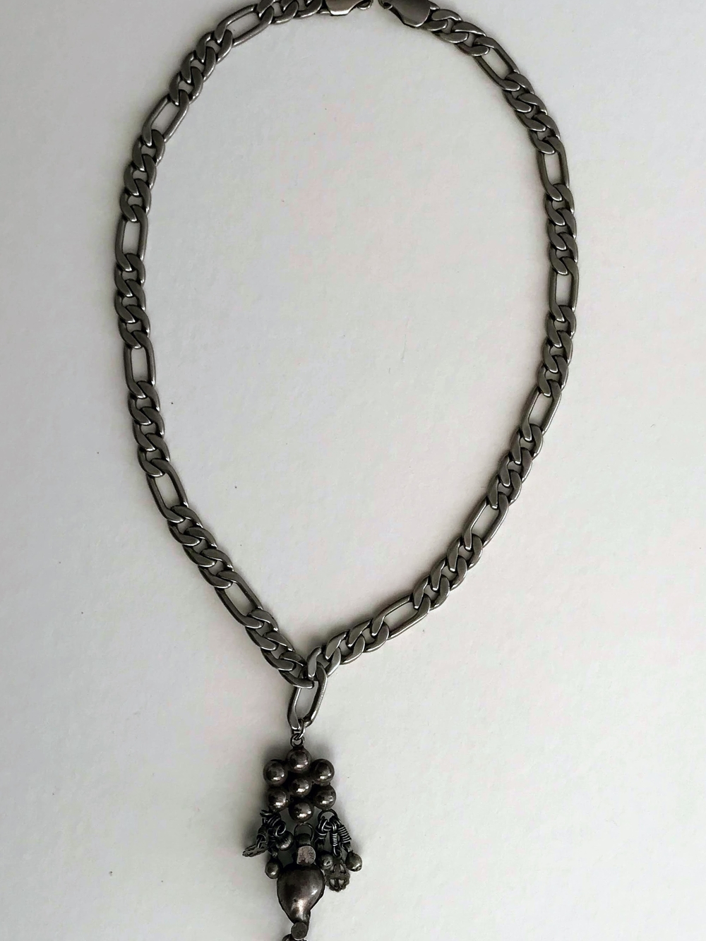 Unisex Silver Chain And Pendant Necklace